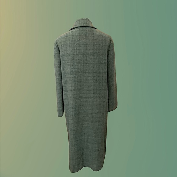 EUC! WOMEN’S VINTAGE GRAYISH-GREEN TWEED WOOL LONG COAT - Picture 10 of 11